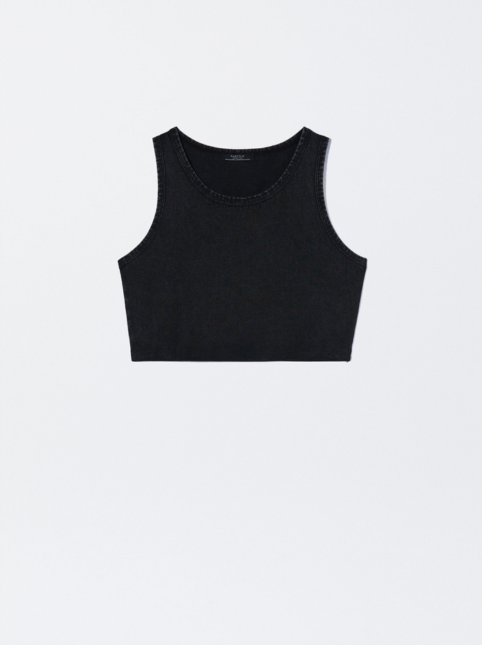 Parfois Bavlnene Crop Topy Damske Čierne | Slovensko-DBXS78023