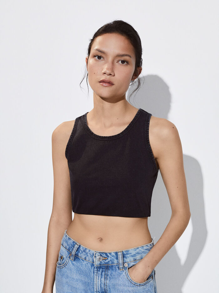 Parfois Bavlnene Crop Topy Damske Čierne | Slovensko-DBXS78023