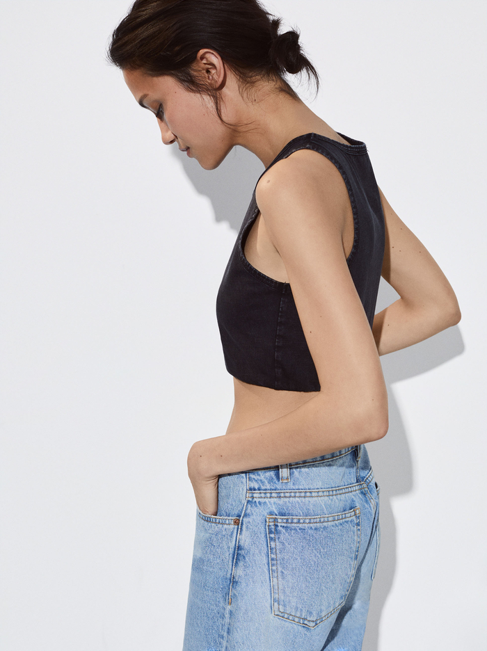 Parfois Bavlnene Crop Topy Damske Čierne | Slovensko-DBXS78023
