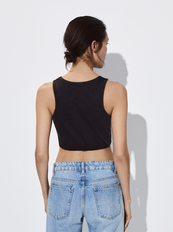 Parfois Bavlnene Crop Topy Damske Čierne | Slovensko-DBXS78023