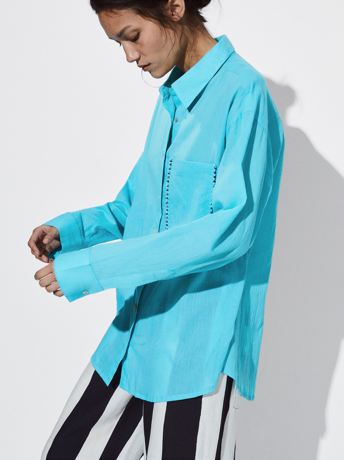 Parfois Bavlnene With Beaded Pocket Kosele Damske Modre | Slovensko-GCNF45627