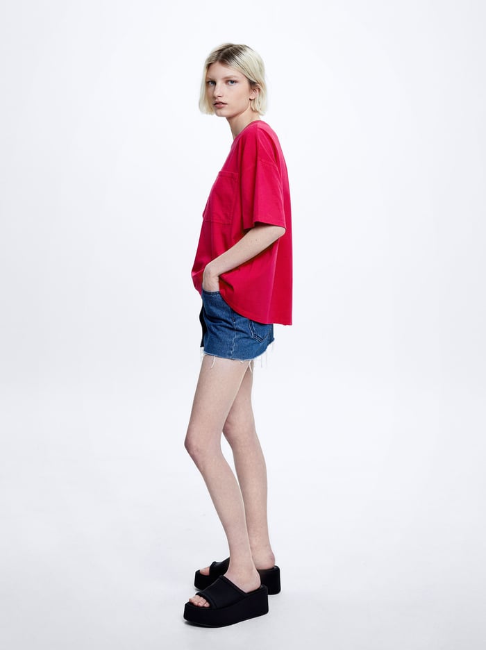 Parfois Bavlnene With Pocket T-Shirts Damske Fuchsie | Slovensko-VTHD12860