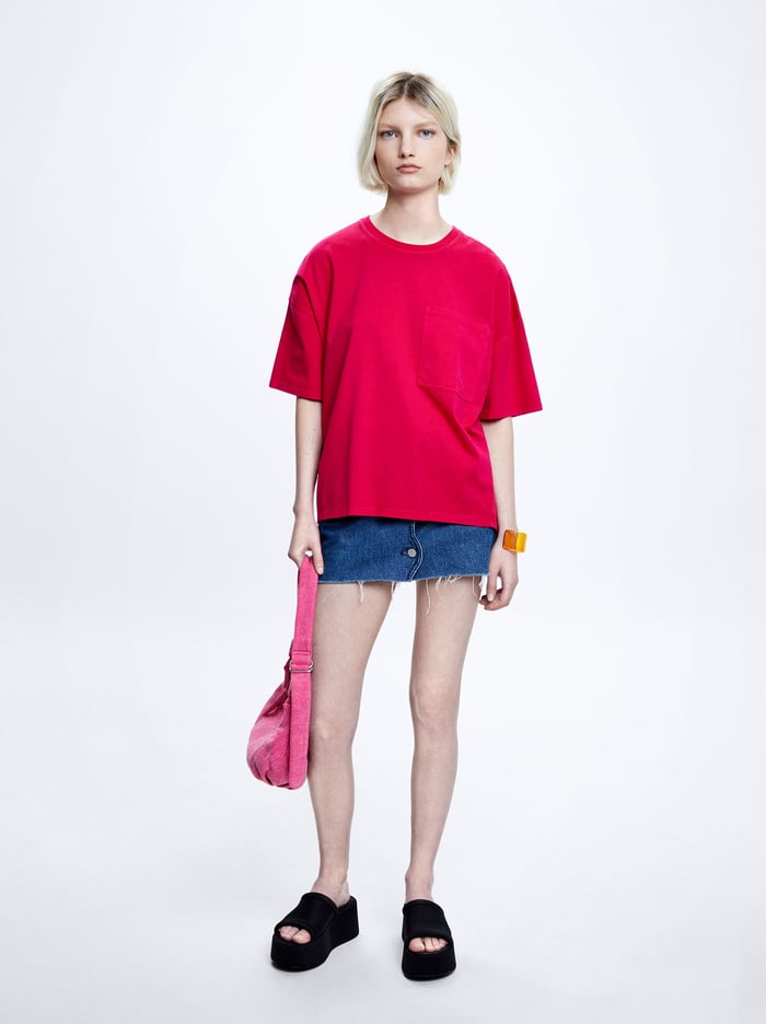 Parfois Bavlnene With Pocket T-Shirts Damske Fuchsie | Slovensko-VTHD12860