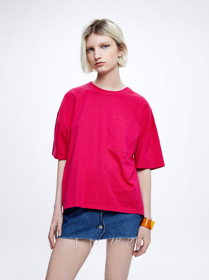 Parfois Bavlnene With Pocket T-Shirts Damske Fuchsie | Slovensko-VTHD12860