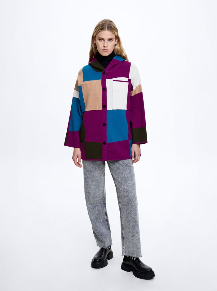 Parfois Colour Block Knit Kardigán Damske Viacfarebný | Slovensko-NDPC57643