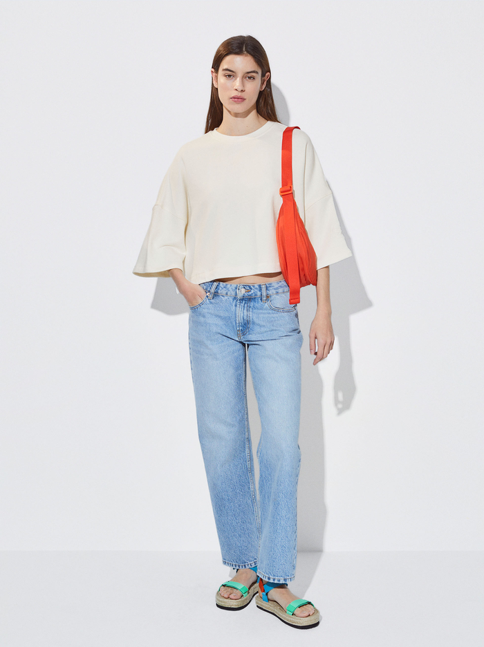 Parfois Cropped Bavlnene Mikiny Damske Biele | Slovensko-EMJK40762