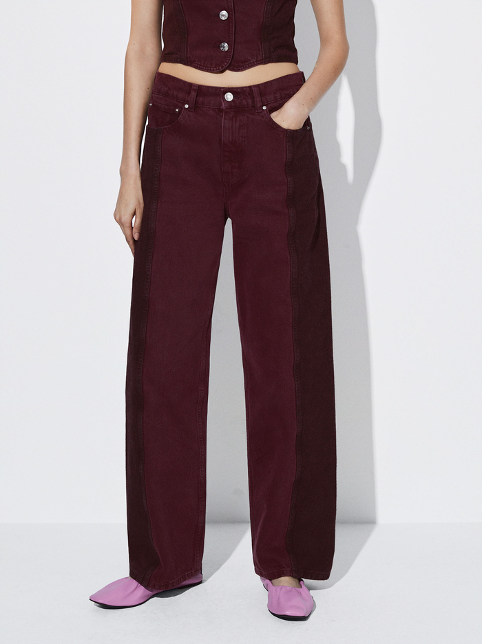 Parfois Denim Colour Block Nohavice Damske Nachový | Slovensko-NQPH60129
