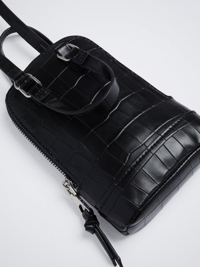 Parfois Embossed Animal Print Taska Na Mobil Damske Čierne | Slovensko-NOSW69475