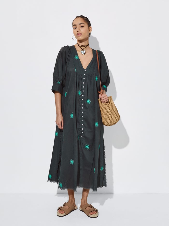 Parfois Embroidered Long Saty Damske Čierne Zelene | Slovensko-ATWL26047