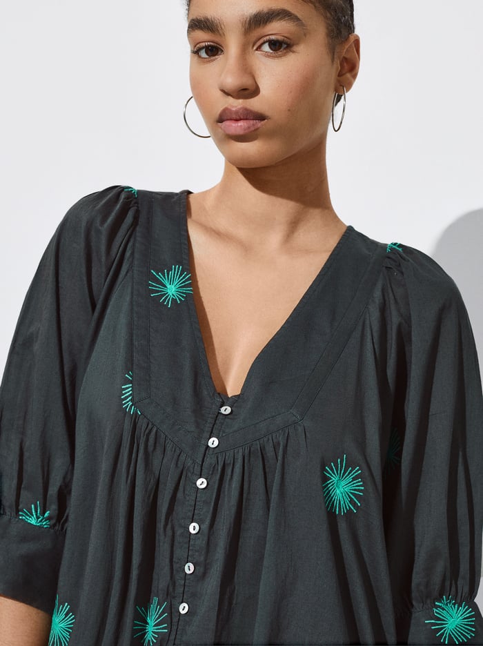 Parfois Embroidered Long Saty Damske Čierne Zelene | Slovensko-ATWL26047