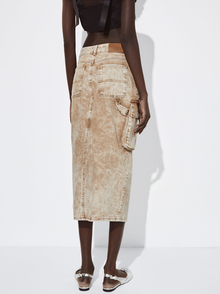 Parfois Faded Denim Cargo Sukne Damske Hnede | Slovensko-EKAZ95780