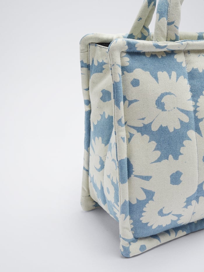 Parfois Floral Print Denim Prenosná Taška Damske Modre | Slovensko-RAQW52174