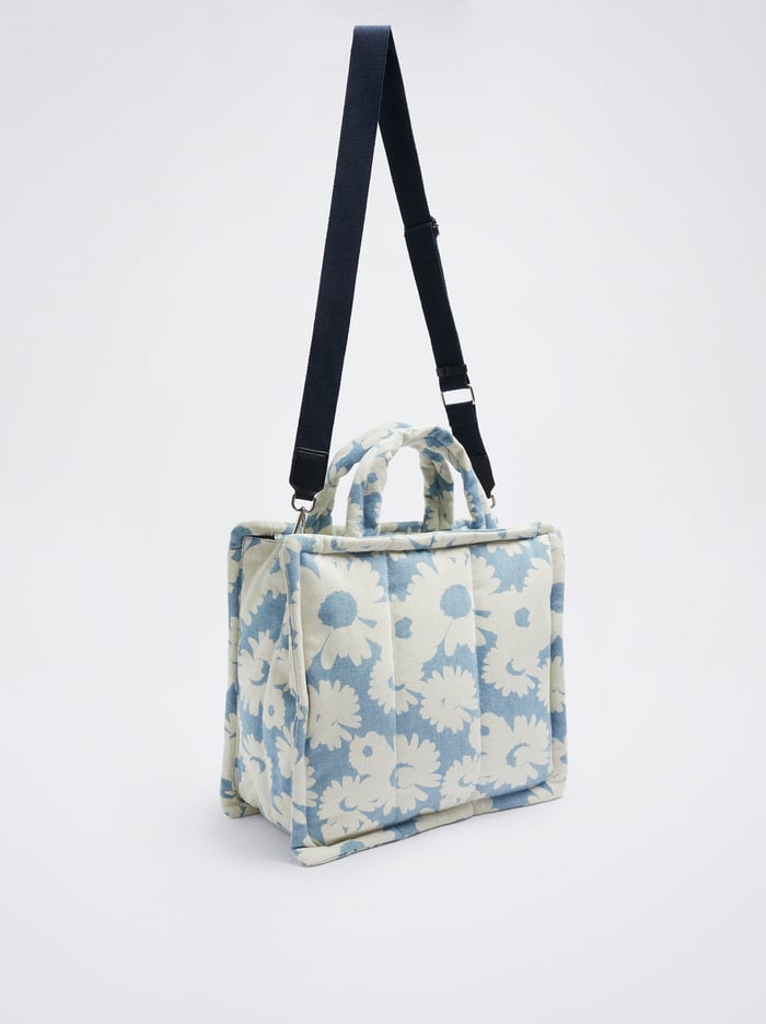Parfois Floral Print Denim Prenosná Taška Damske Modre | Slovensko-RAQW52174
