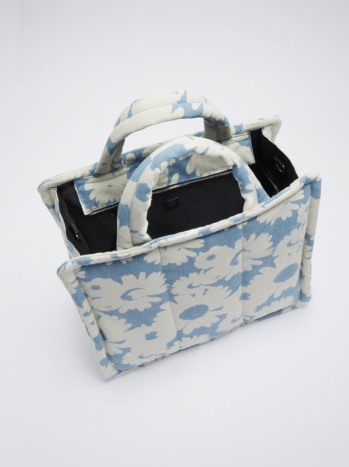 Parfois Floral Print Denim Prenosná Taška Damske Modre | Slovensko-RAQW52174