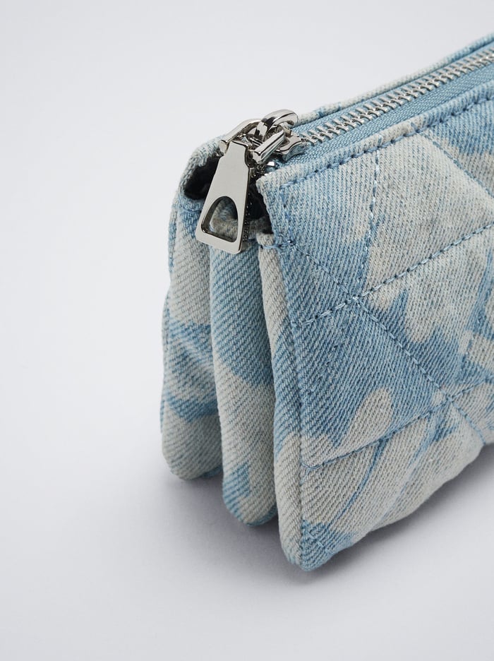 Parfois Flower Print Denim Penazenka Na Mince Damske Modre | Slovensko-QXMK03142