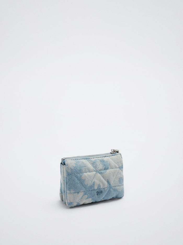Parfois Flower Print Denim Penazenka Na Mince Damske Modre | Slovensko-QXMK03142