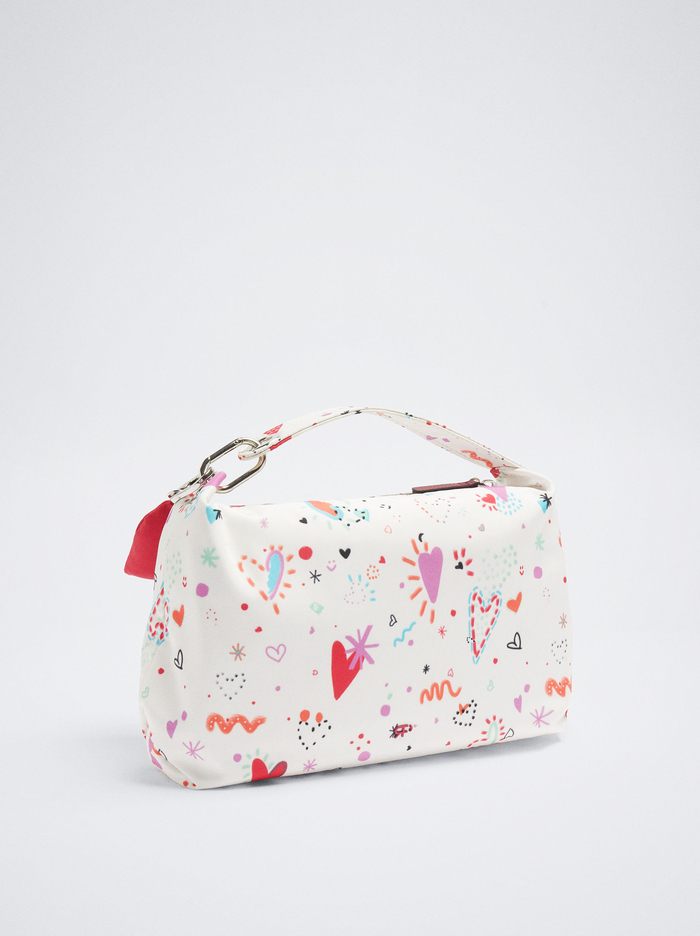 Parfois Heart Print Nylon Toaletné Tašky Damske Biele | Slovensko-RDQY75328