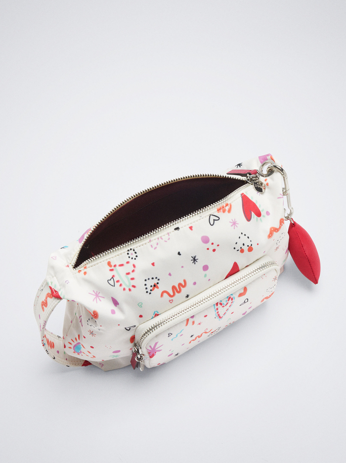 Parfois Heart Print Nylon Toaletné Tašky Damske Biele | Slovensko-RDQY75328