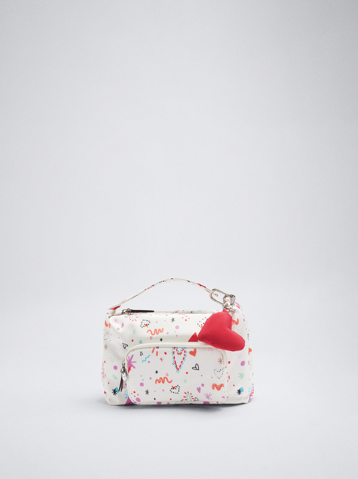 Parfois Heart Print Nylon Toaletné Tašky Damske Biele | Slovensko-RDQY75328