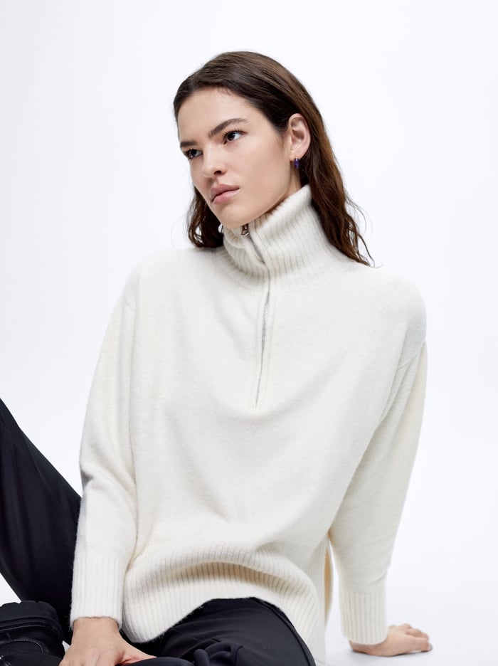 Parfois High-Neck Knit Sweater Damske Biele | Slovensko-TMDQ68502