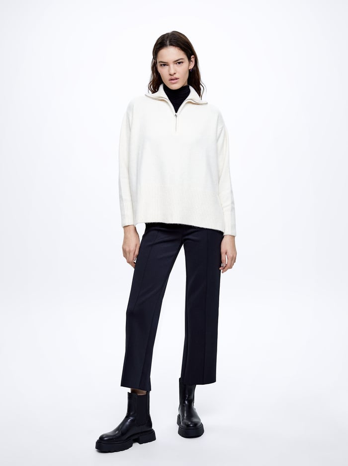 Parfois High-Neck Knit Sweater Damske Biele | Slovensko-TMDQ68502