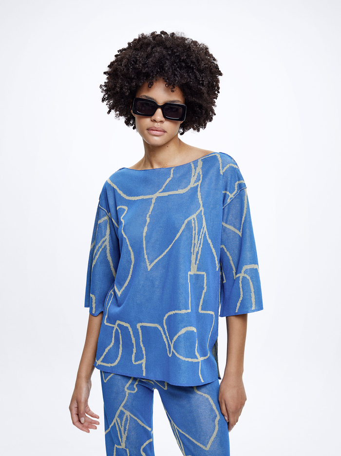 Parfois Jacquard Sweater Damske Modre | Slovensko-CYHU78951