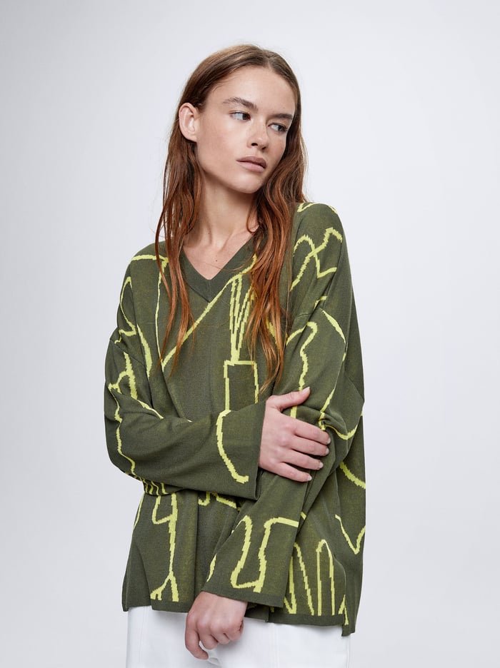 Parfois Jacquard Sweater Damske Zelene | Slovensko-QOLA96352