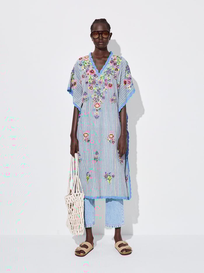 Parfois Kaftan With Floral Embroidery Saty Damske Viacfarebný | Slovensko-CIHU94278