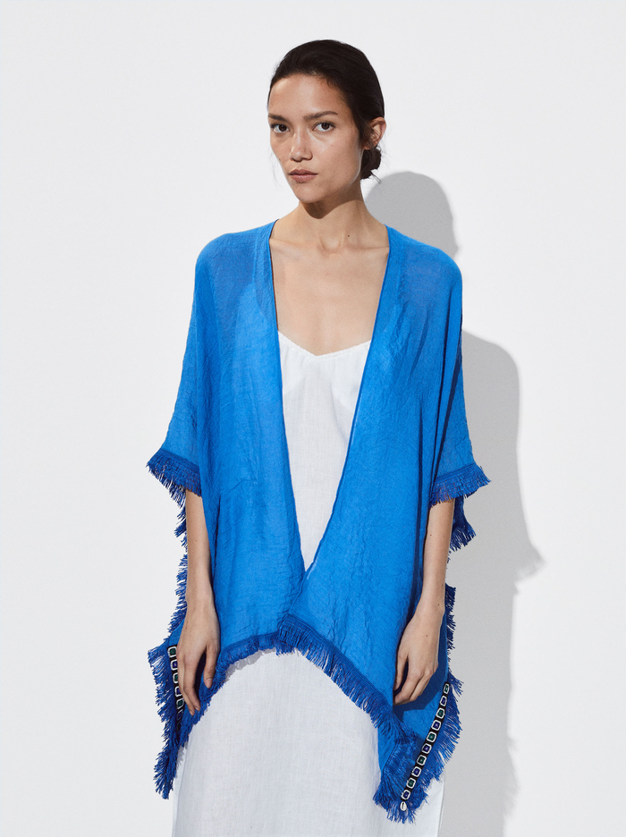 Parfois Kaftan With Fringes Pončá Damske Modre | Slovensko-EVWG95710