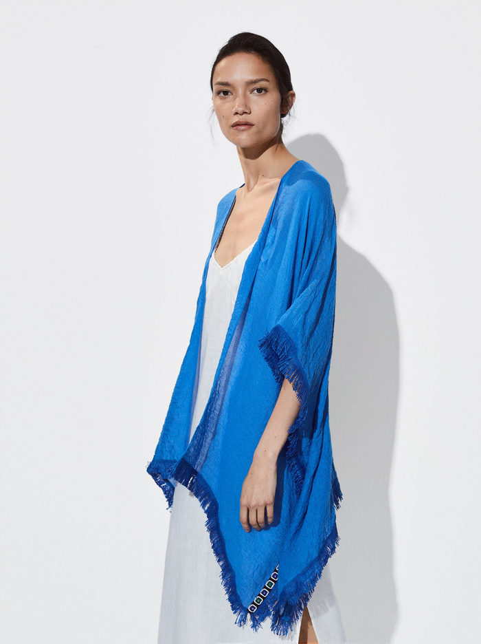 Parfois Kaftan With Fringes Pončá Damske Modre | Slovensko-EVWG95710