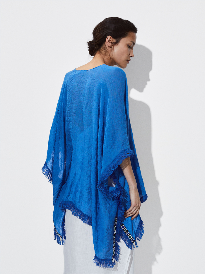 Parfois Kaftan With Fringes Pončá Damske Modre | Slovensko-EVWG95710