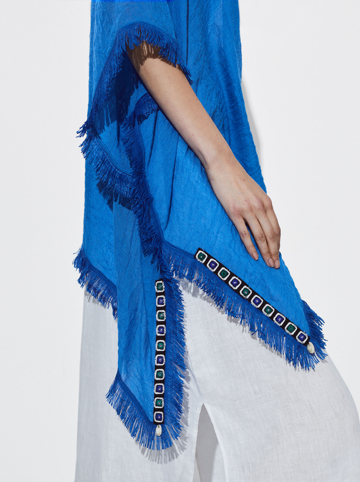 Parfois Kaftan With Fringes Pončá Damske Modre | Slovensko-EVWG95710