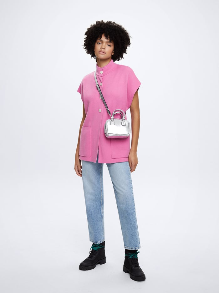 Parfois Knit Kratke-Sleeved Pončá Damske Ruzove | Slovensko-DEZL79638