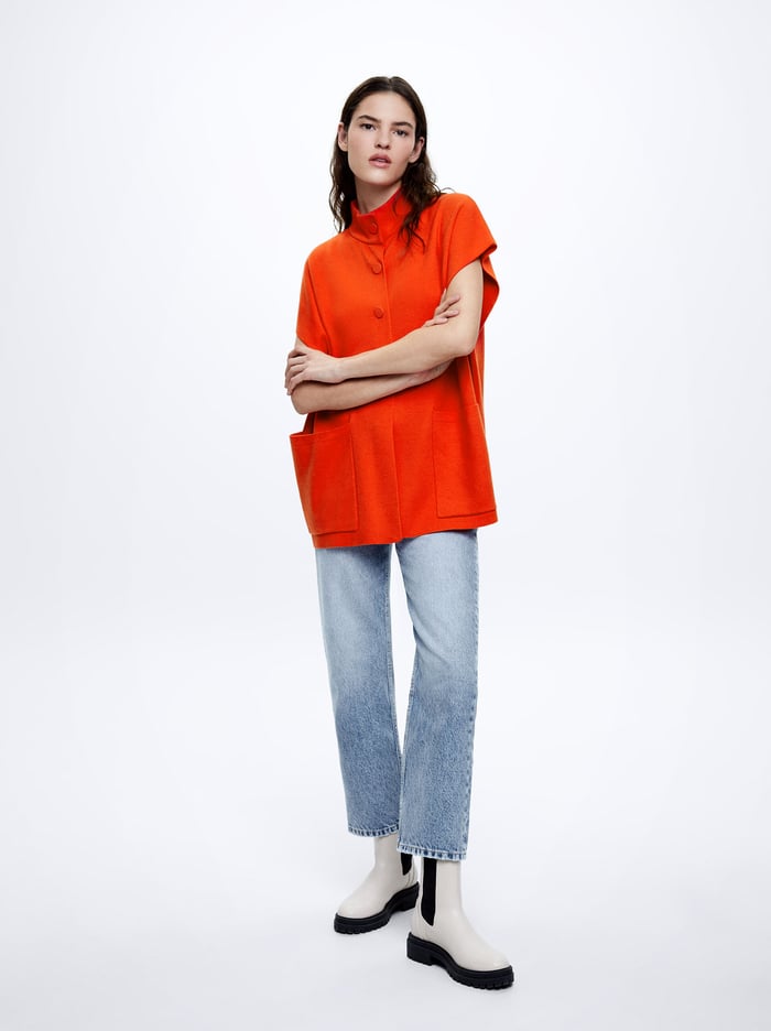 Parfois Knit Kratke-Sleeved Pončá Damske Oranžové | Slovensko-JAQH02563