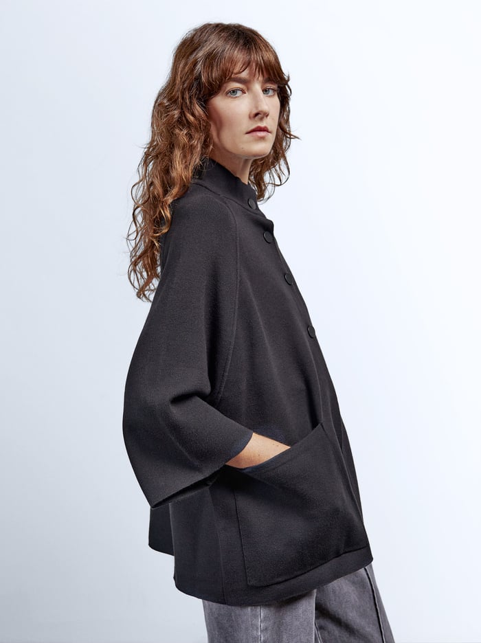 Parfois Knit With High Neck Pončá Damske Čierne | Slovensko-TJDQ08214