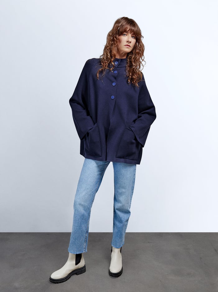 Parfois Knit With High Neck Pončá Damske Modre | Slovensko-YNLR62139