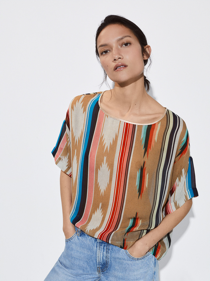 Parfois Kratke-Sleeved Printed Topy Damske Viacfarebný | Slovensko-BQAP26483