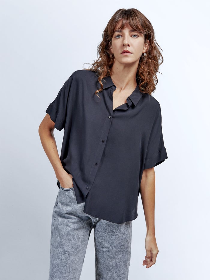 Parfois Kratke-Sleeved With Buttons Kosele Damske Čierne | Slovensko-JZAY59064