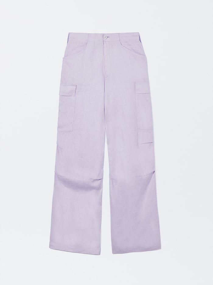 Parfois Linen Cargo Nohavice Damske Nachový | Slovensko-SKWQ70965