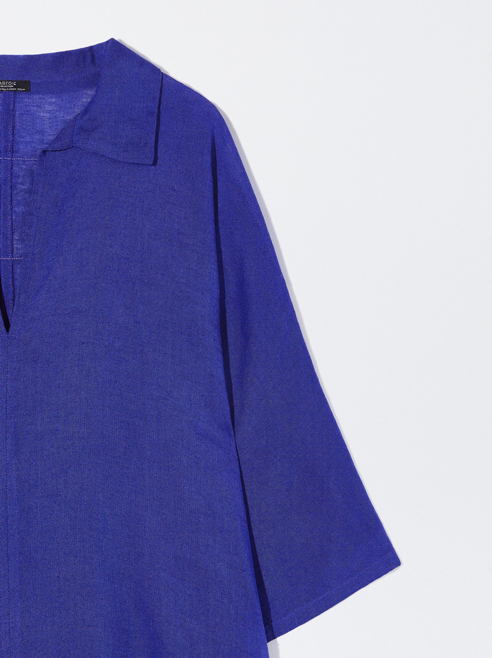 Parfois Linen Kaftan Pončá Damske Modre | Slovensko-WCVZ89407