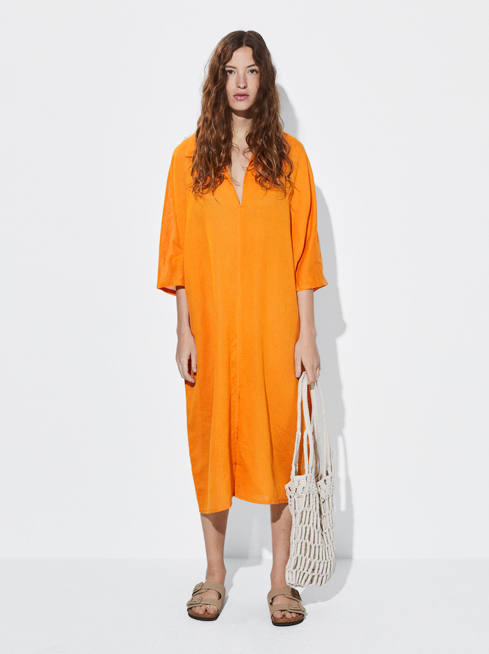 Parfois Linen Kaftan Pončá Damske Oranžové | Slovensko-GZEU57630