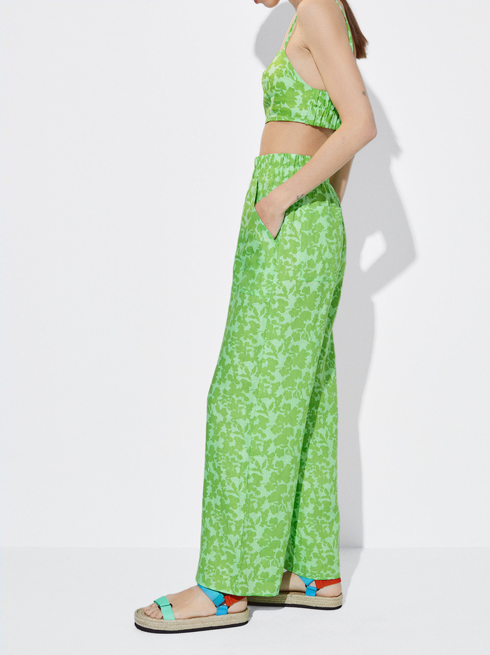 Parfois Linen Printed Nohavice Damske Zelene | Slovensko-TIMR59372