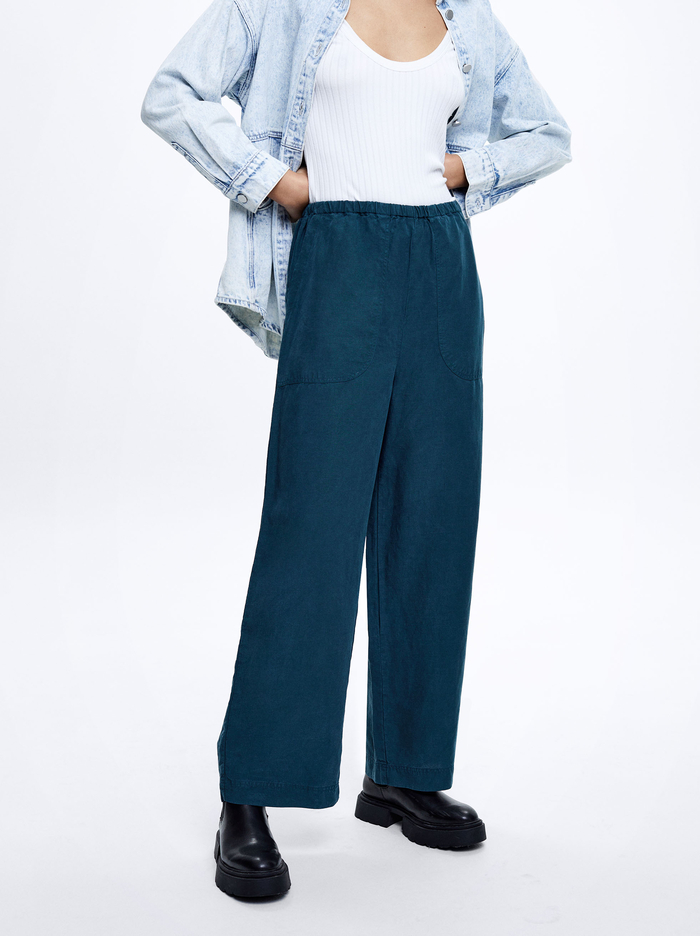 Parfois Linen Siroke Topanky Leg Nohavice Damske Zelene | Slovensko-VGLH31847