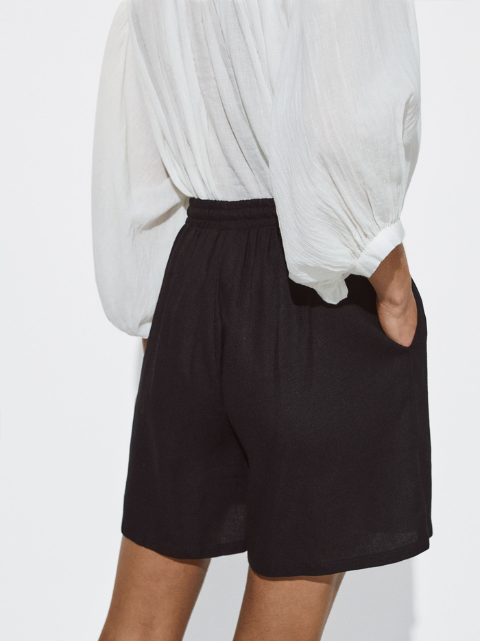 Parfois Linen With Elastic Waistband Sortky Damske Čierne | Slovensko-GSZW51238