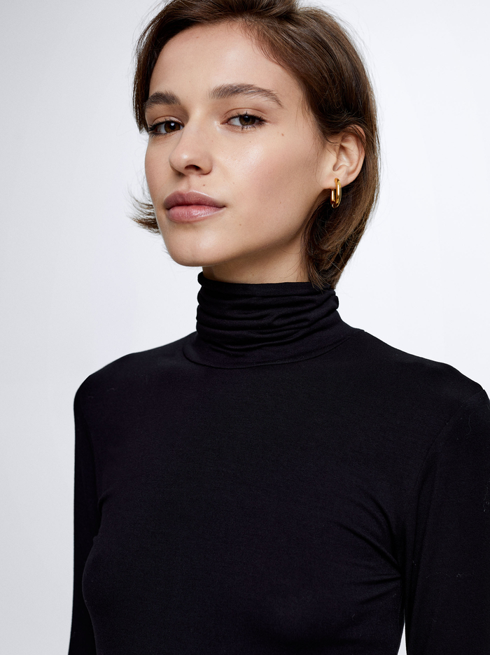 Parfois Long Sleeve High-Neck T-Shirts Damske Čierne | Slovensko-IHBS48167