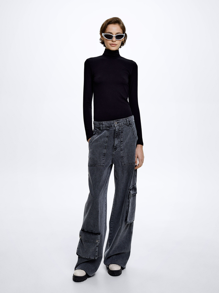 Parfois Long Sleeve High-Neck T-Shirts Damske Čierne | Slovensko-IHBS48167