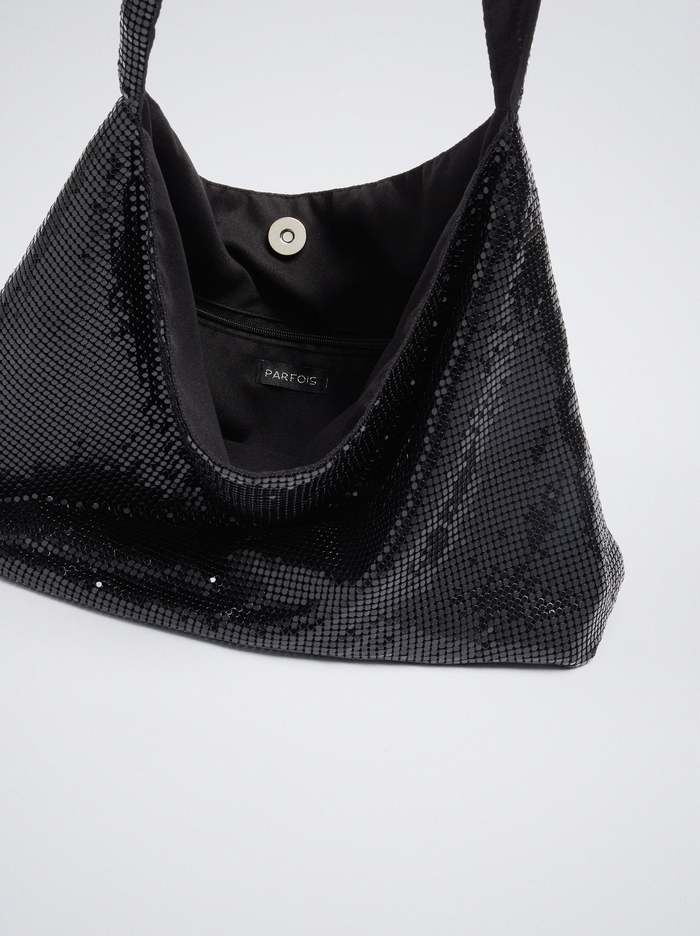 Parfois Mesh Fabric Taška Cez Rameno Damske Čierne | Slovensko-IDXW63014