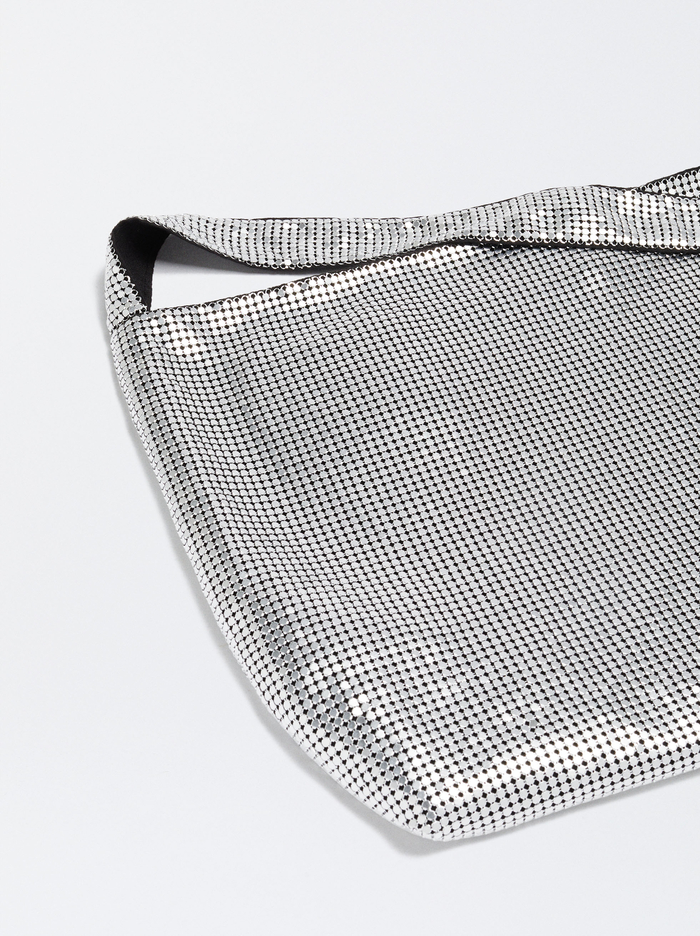 Parfois Mesh Fabric Taška Cez Rameno Damske Strieborne | Slovensko-XPWL20197