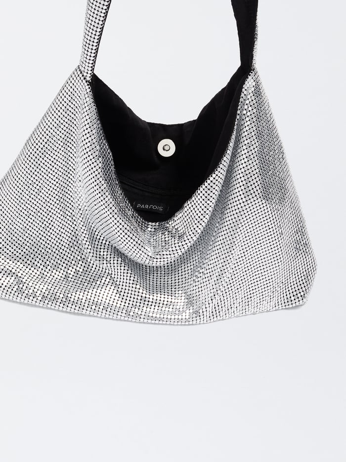 Parfois Mesh Fabric Taška Cez Rameno Damske Strieborne | Slovensko-XPWL20197