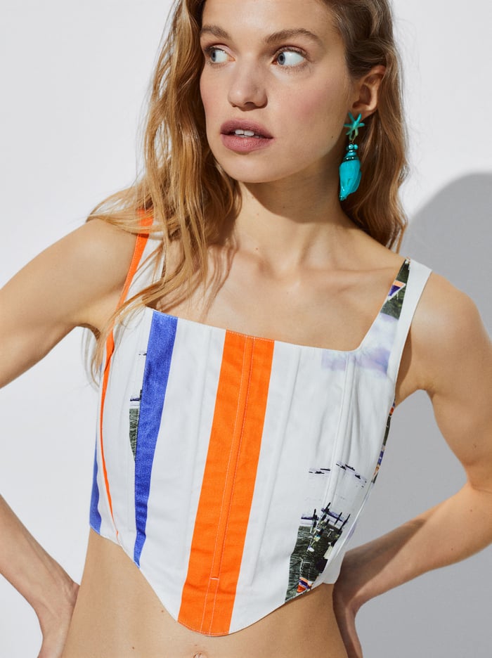 Parfois Online Exclusive - Corset Printed Topy Damske Viacfarebný | Slovensko-YHTU39864